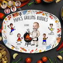 Gift For Father,Gift For Grandpa,Grilling,Photo,Icon,Humorous - Custom Photo Dad Papa Grilling Buddies Fun Icon - Personalized Plate
