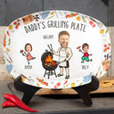 Gift For Father,Gift For Grandpa,Grilling,Photo,Icon,Humorous - Custom Photo Dad Papa Grilling Buddies Fun Icon - Personalized Plate