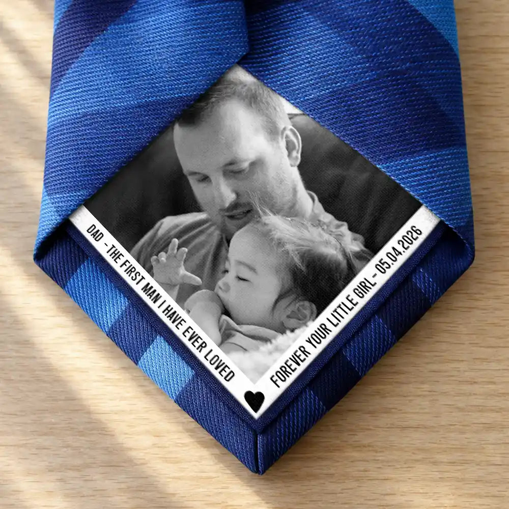 Wedding,Gift For Grandpa,Dad - Daughters (Adult),Gift For Men,Non-Eng,Photo,Grateful - Custom Photo Dad The First Man I Ever Loved - Personalized Fabric Tie Patch