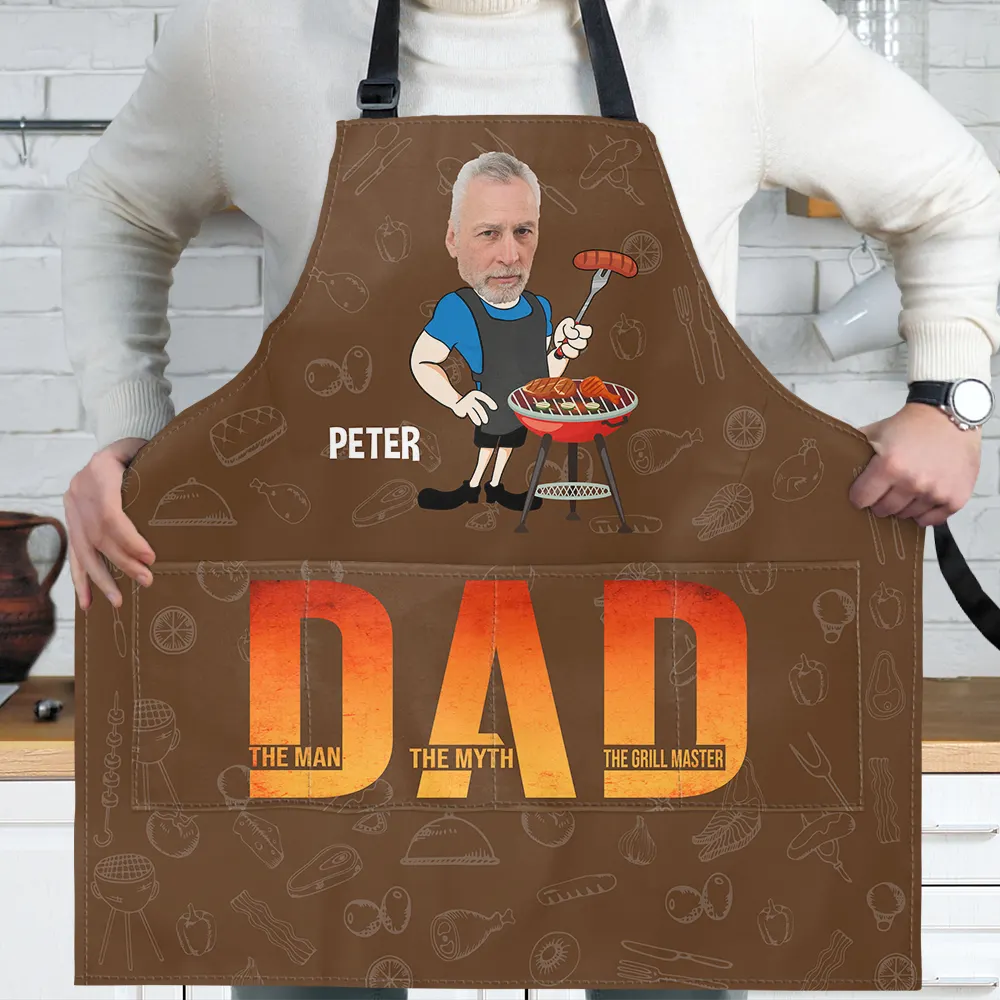 Custom Photo,Gift For Father,Grilling - Custom Photo Dad The Man The Myth The Grill Master - Personalized Apron