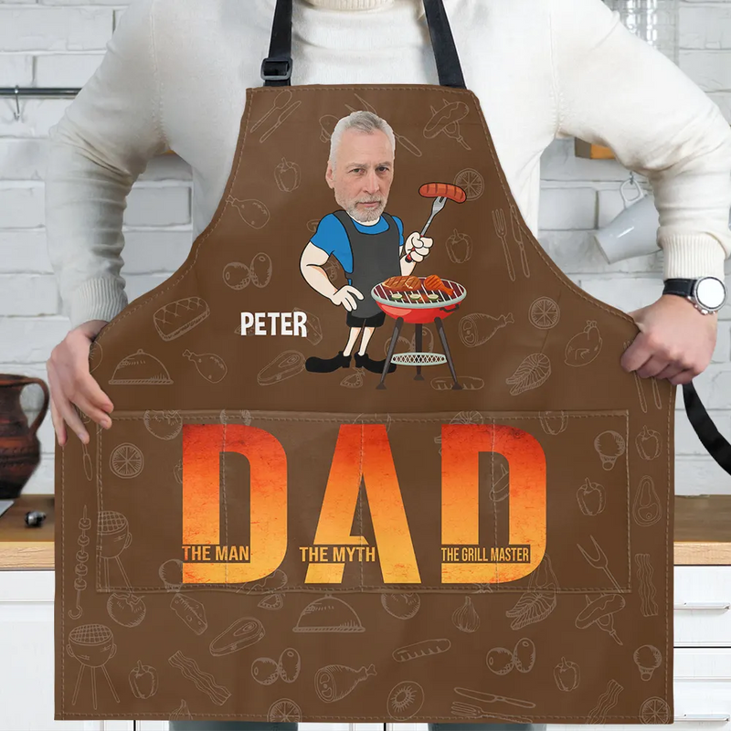 Custom Photo,Gift For Father,Grilling - Custom Photo Dad The Man The Myth The Grill Master - Personalized Apron