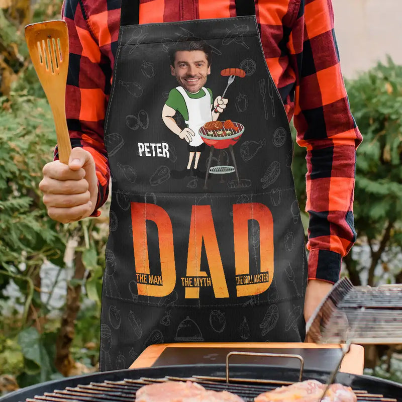 Custom Photo,Gift For Father,Grilling - Custom Photo Dad The Man The Myth The Grill Master - Personalized Apron