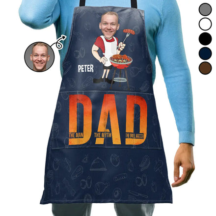 Tablier personnalisé avec photo de papa, l'homme, le mythe et le maître du gril