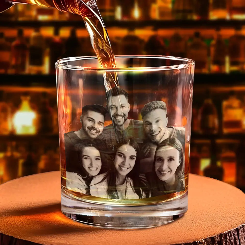 Gift For Father,Gift For Grandpa - Custom Photo Dad We Love You Every Day - Personalized Engraved Whiskey Glass