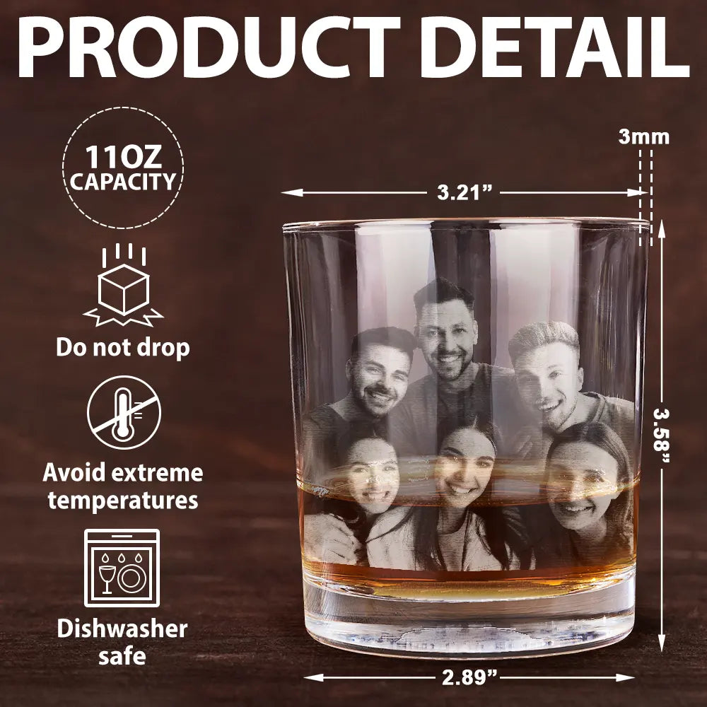 Gift For Father,Gift For Grandpa - Custom Photo Dad We Love You Every Day - Personalized Engraved Whiskey Glass