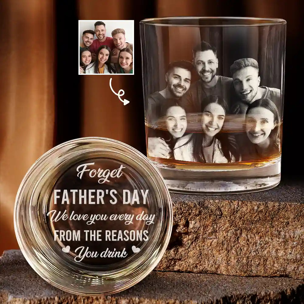 Gift For Father,Gift For Grandpa - Custom Photo Dad We Love You Every Day - Personalized Engraved Whiskey Glass