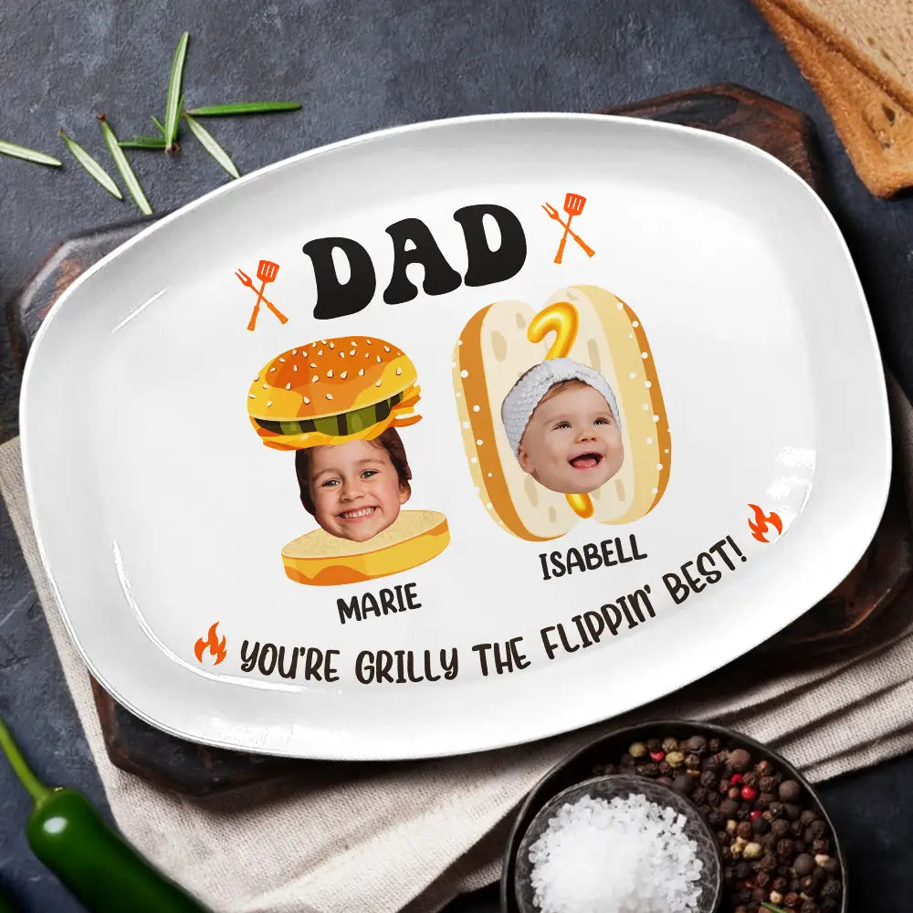 Grilling, Dad's Hobby, Gift For Father, Gift For Grandpa, Custom Photo, Funny - Custom Photo Dad You Are Grilly - Personalized Plate