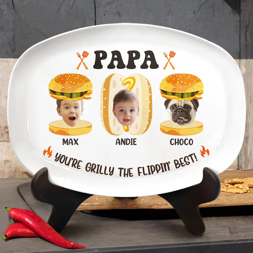 Grilling, Dad's Hobby, Gift For Father, Gift For Grandpa, Custom Photo, Funny - Custom Photo Dad You Are Grilly - Personalized Plate