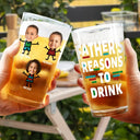 Gift For Yourself,Gift For Men,Gift For Grandpa,Gift For Father,Funny,Custom Photo,Afro Dad - Custom Photo Dad's Reasons To Drink - Personalized Beer Glass