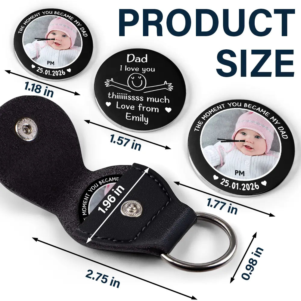 Gift For Father, Gift For Men, Gift For Husband, Happy, Gift For Yourself - Custom Photo Daddy I Love You This Much - Personalized Leather Pocket Hug