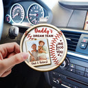Gift For Father,Happy,Baseball - Custom Photo Daddy's Dream Team - Personalized Custom Shaped Car Visor Clip