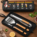 Gift For Father,Gift For Grandpa,Grandpa's Hobby,Dad's Hobby,Grilling,Non-Eng,Photo,Icon,Humorous - Custom Photo Daddy's Grilling Buddies - Personalized BBQ Tool Set With Storage Bag
