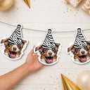 Playful, Custom Photo, Pet Lovers, Cut-Face Photo, Icon - Custom Photo Dog Cat Face Birthday Glitter Effect - Personalized Garland Banner