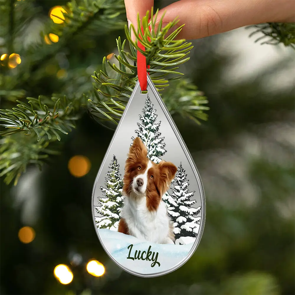 Pet Lovers,Memorial,Love,Dog Lovers,Christmas - Custom Photo Dog Cat Face Pet Lover Memorial - Personalized Metal Ornament
