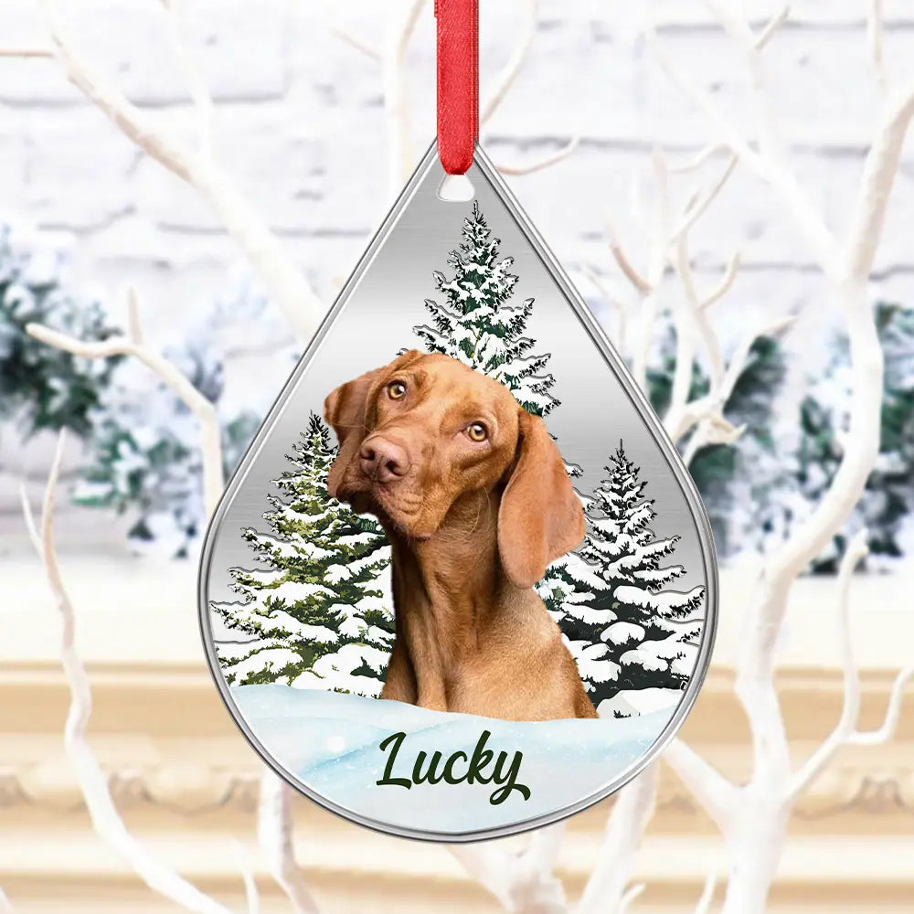 Pet Lovers,Memorial,Love,Dog Lovers,Christmas - Custom Photo Dog Cat Face Pet Lover Memorial - Personalized Metal Ornament