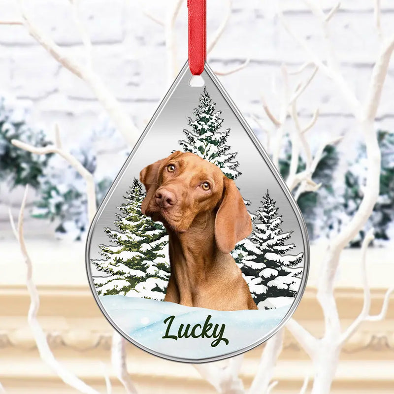 Pet Lovers,Memorial,Love,Dog Lovers,Christmas - Custom Photo Dog Cat Face Pet Lover Memorial - Personalized Metal Ornament
