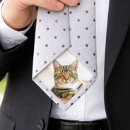 Dog Lovers, Pet Lovers, Cat Lovers, Happy, Cat Dad, Dog Dad, Pet Dad, Gift For Father, Gift For Men, Gift For Yourself, Gift For Husband - Custom Photo Dog Cat Pet - Personalized Fabric Tie Patch