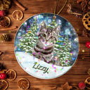 Dog Lovers,Pet Lovers,Happy,Cat Lovers,Christmas - Custom Photo Dog Cat Pet Face - Personalized Holographic Acrylic Ornament