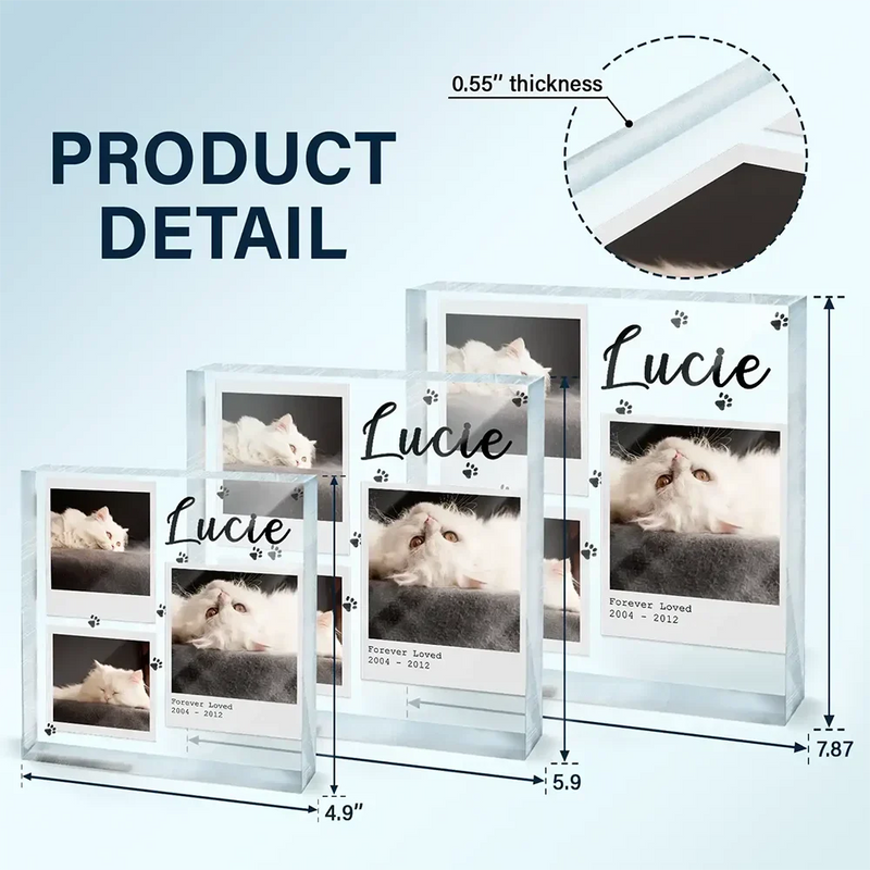 Custom Photo, Memorial ,Pet Lovers, Dog Lovers, Cat Lovers, Sad - Custom Photo Dog Cat Pet Memorial - Personalized Square Shaped Acrylic Plaque