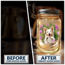 Custom Photo,Memorial,Pet Lovers,Dog Lovers,Cat Lovers,Sad - Custom Photo Dog Cat Pet Memorial The Paw Prints Left By You - Personalized Mason Jar Light