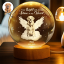 Sad,Pet Lovers,Custom Photo,Memorial - Custom Photo Dog Cat Pet Memorial Your Light Will Always Shine In My Heart - Personalized Crystal Globe Lamp
