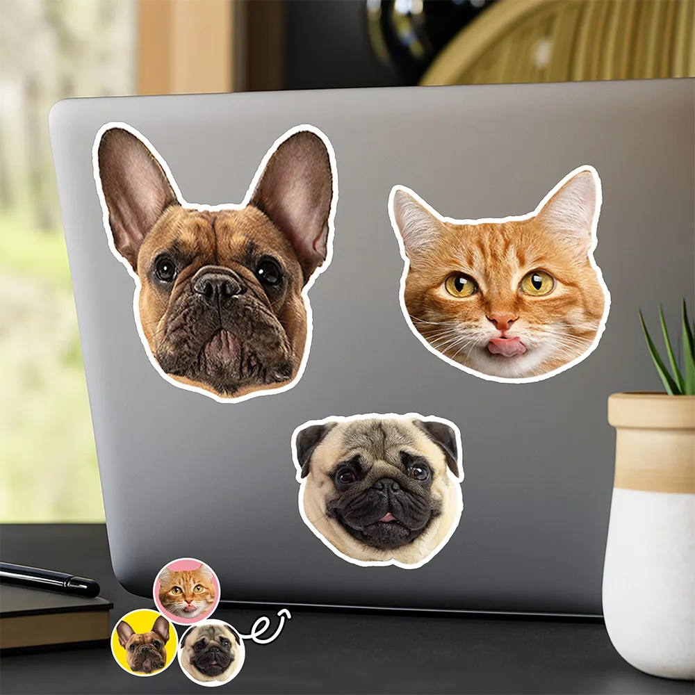 Pet Lovers, Dog Lovers, Cat Lovers - Custom Photo Dog Cat Pet Portrait - Personalized Custom Cutout Vinyl Sticker