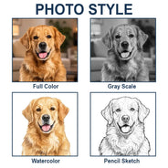 Pet Lovers,Pet Mom,Pet Dad,Pet Couple,Memorial,Non-Eng,Photo,Sympathetic - Custom Photo Dog Cat Portrait Art - Personalized Stainless Steel Keychain