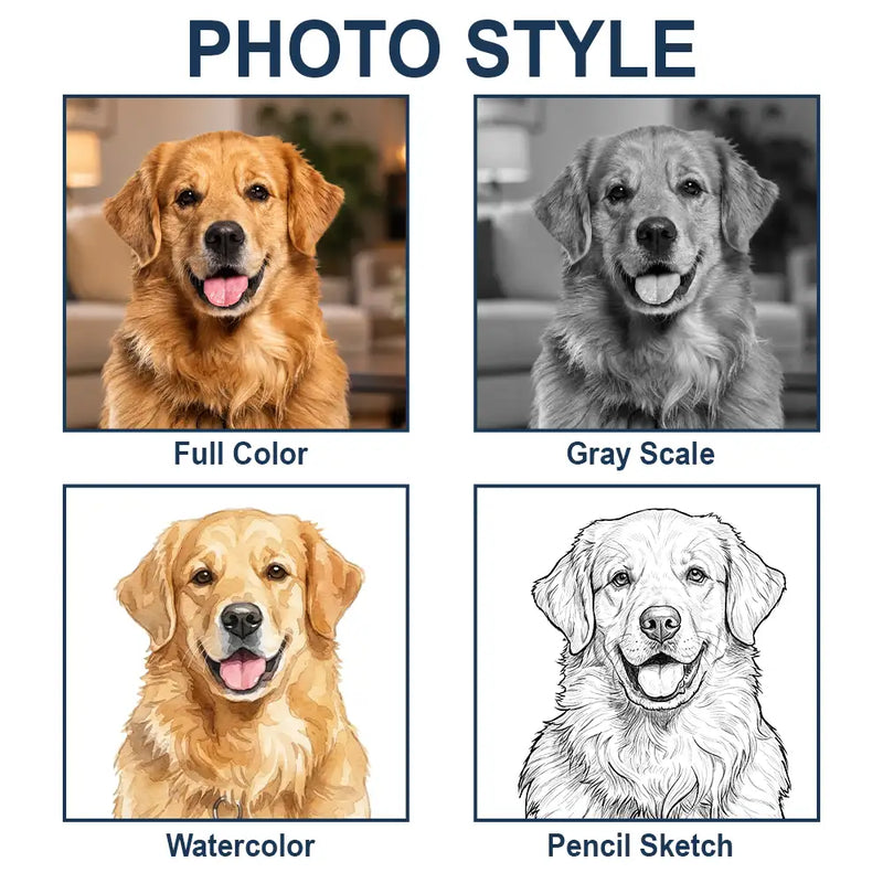 Pet Lovers,Pet Mom,Pet Dad,Pet Couple,Memorial,Non-Eng,Photo,Sympathetic - Custom Photo Dog Cat Portrait Art - Personalized Stainless Steel Keychain