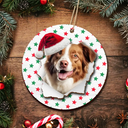 Pet Lovers,Pet Mom,Pet Dad,Dog Lovers,Dog Mom,Dog Dad,Cat Lovers,Cat Mom,Cat Dad,Happy,Christmas - Custom Photo Dog Cat Wrapping Paper - Personalized 2-Layered Wooden Ornament
