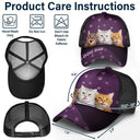 Cat Lovers,Pet Lovers,Happy,Dog Lovers - Custom Photo Dog Mom Dog Dad Cat Mom Cat Dad - Personalized Mesh-back Casual Cap