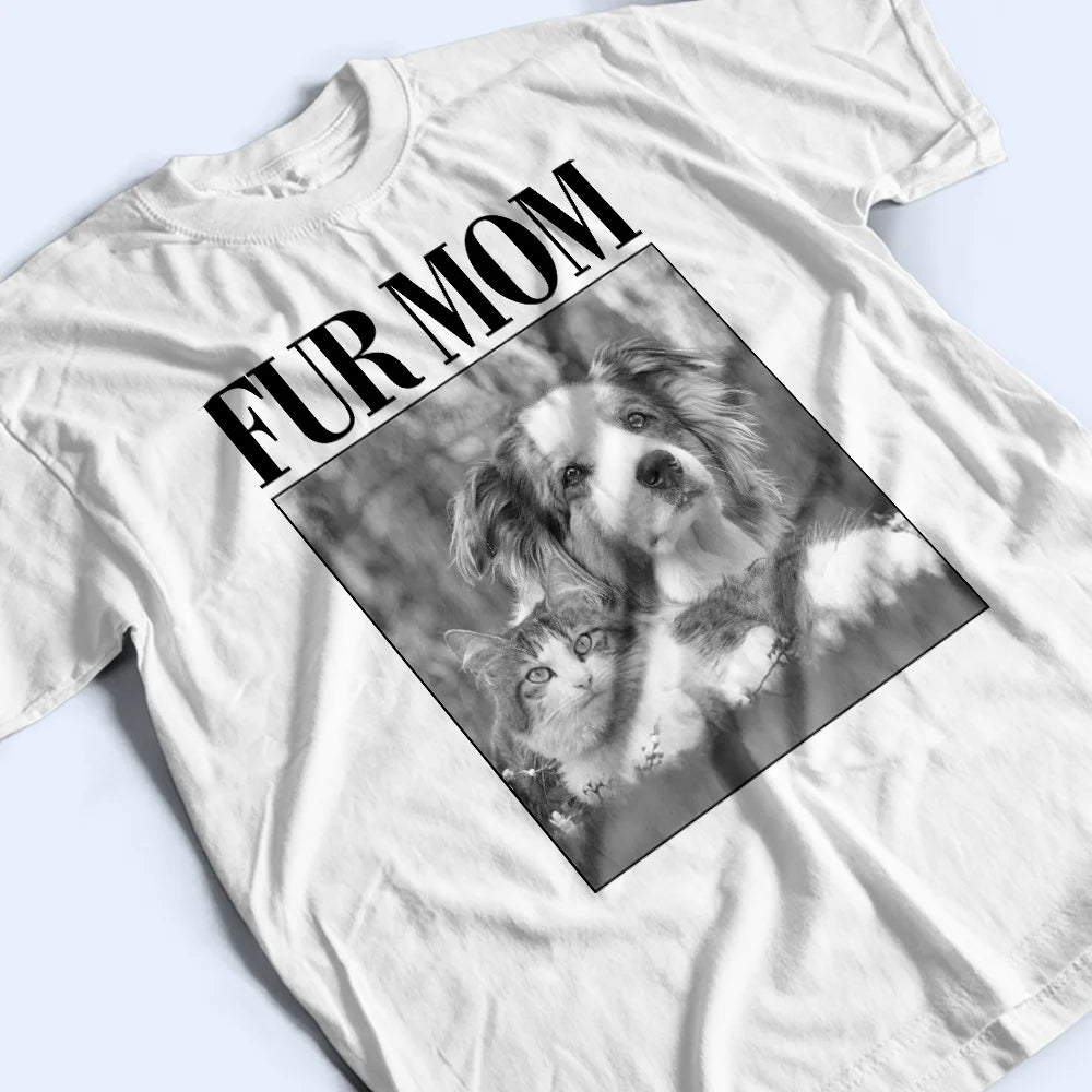 Pet Lovers,Pet Mom,Pet Dad,Dog Lovers,Dog Mom,Dog Dad,Cat Dad,Cat Mom,Cat Lovers,Gift For Women,Gift For Men,Happy,Top Market - Custom Photo Dog Mom Dog Dad Grayscale Vintage - Personalized T Shirt