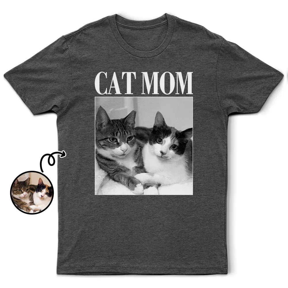 Pet Lovers,Pet Mom,Pet Dad,Dog Lovers,Dog Mom,Dog Dad,Cat Dad,Cat Mom,Cat Lovers,Gift For Women,Gift For Men,Happy,Top Market - Custom Photo Dog Mom Dog Dad Grayscale Vintage - Personalized T Shirt