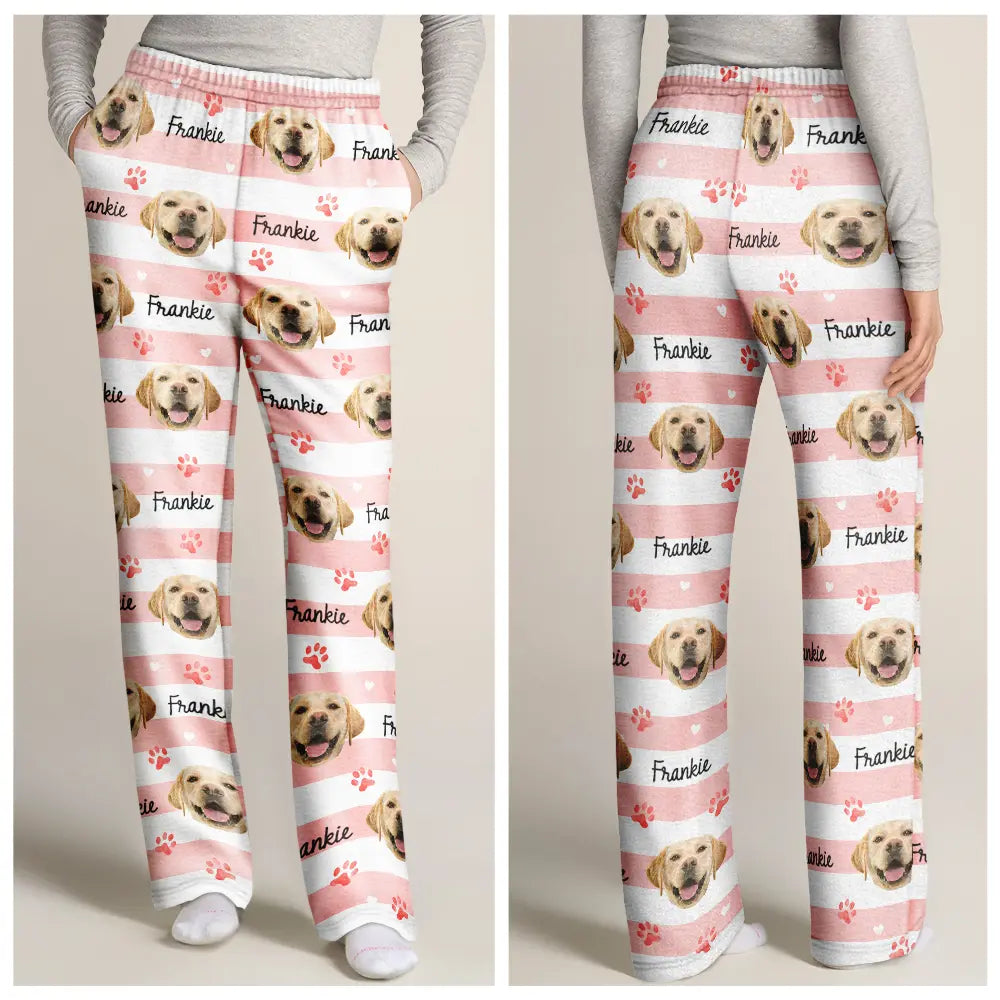 Custom Photo, Pet Lovers, Happy - Custom Photo Dog & Cat Pet Portrait - Personalized Pajama Pants