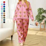 Custom Photo,Pet Lovers,Happy - Custom Photo Dog & Cat Portrait - Personalized Satin Pajama Set