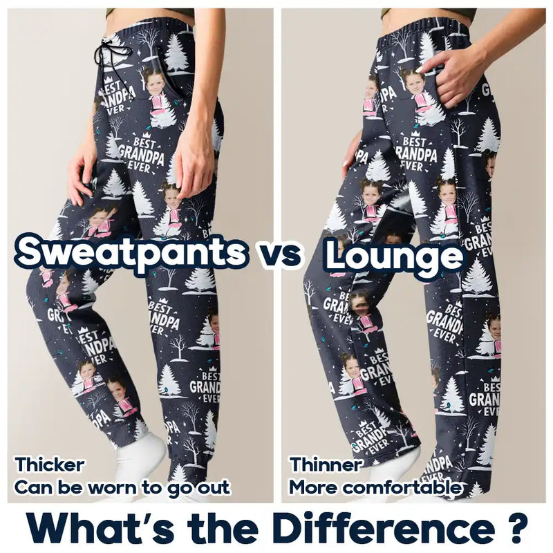 Gift For Father,Gift For Grandpa,Happy,Custom Photo - Custom Photo Doodle Kids Best Dad Grandpa Ever - Personalized Pajama Pants