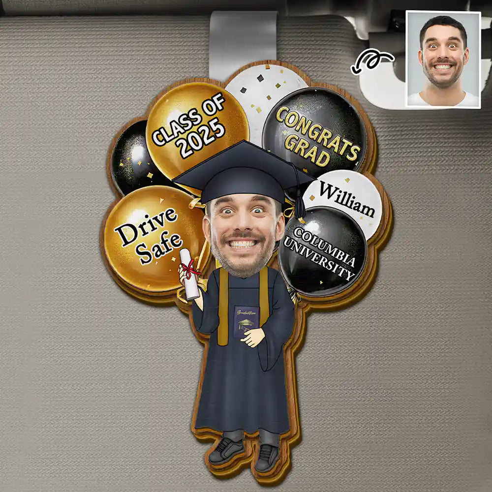 Custom Photo Drive Safe Congrats Grad - Personalized Custom Shaped Car Visor Clip