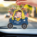 Independence Day,Gift For Father,Gift For Grandpa,Custom Photo,Funny - Custom Photo Drive Safe Daddy Fun Baby Face USA Festive - Personalized Acrylic Car Hanger