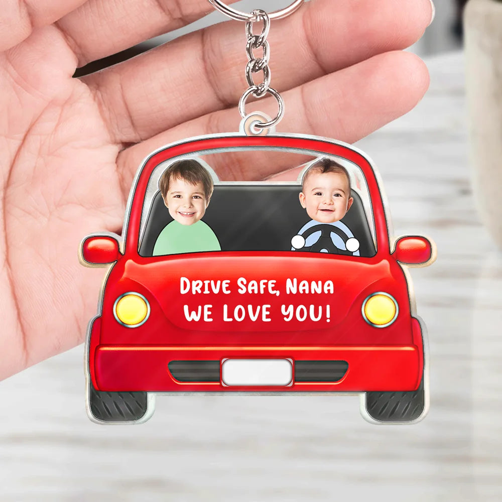 Gift For Father, Gift For Grandpa, Custom Photo, Happy - Custom Photo Drive Safe Daddy Funny Kids - Personalized Acrylic Keychain