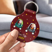 Gift For Father,Gift For Grandpa,Non-Eng,Photo,Vector,Adorable - Custom Photo Drive Safe Daddy Grandpa - Personalized Custom Shaped Leather Keychain