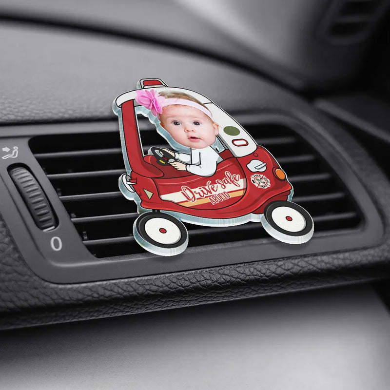 Gift For Grandpa,Gift For Father,Custom Photo,Funny - Custom Photo Drive Safe Daddy Grandpa Fun Little Kid - Personalized Acrylic Car Vent Clip