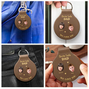 Gift For Father,Gift For Grandpa,Non-Eng,Photo,Adorable - Custom Photo Drive Safe Daddy I Love You - Personalized Custom Shaped Leather Keychain