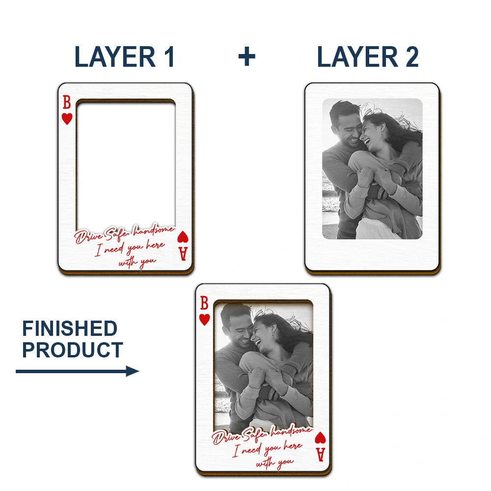 Gift For Couples,Gift For Husband,Gift For Wife,Gift For Boyfriend,Gift For Girlfriend,Love,Custom Photo - Custom Photo Drive Safe Handsome Playing Card - Personalized Custom Shaped Car Visor Clip