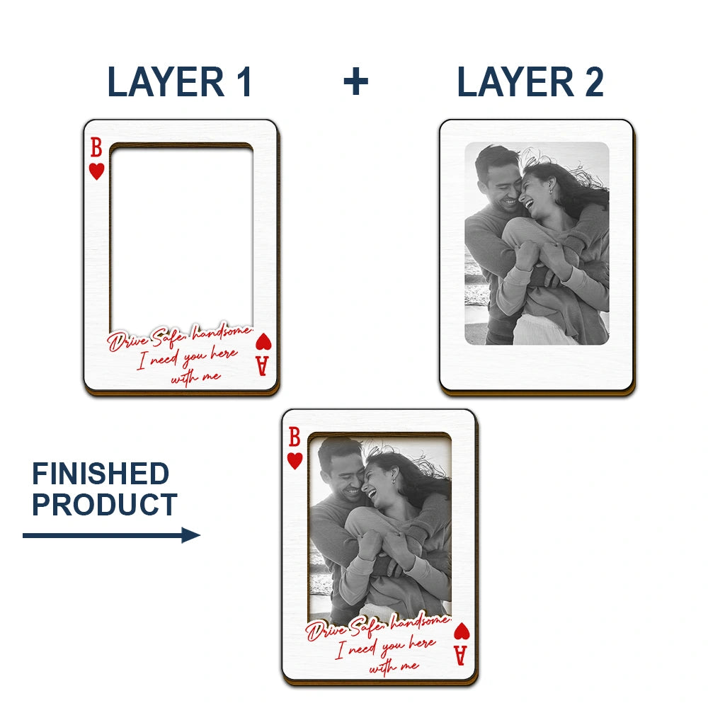 Gift For Couples,Gift For Husband,Gift For Wife,Gift For Boyfriend,Gift For Girlfriend,Love - Custom Photo Drive Safe Handsome Playing Card - Personalised Custom Shaped Car Visor Clip