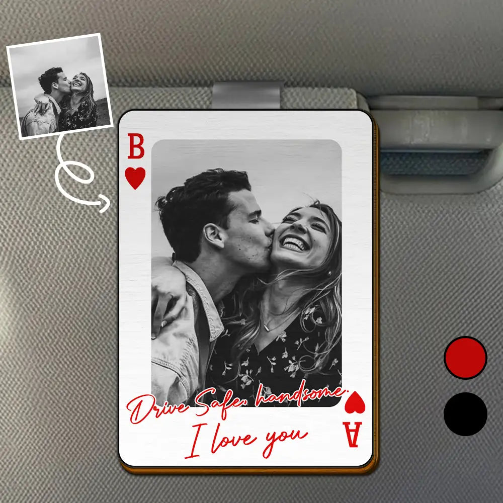 Custom Photo Drive Safe Handsome Playing Card - Personalized Custom Shaped Car Visor Clip