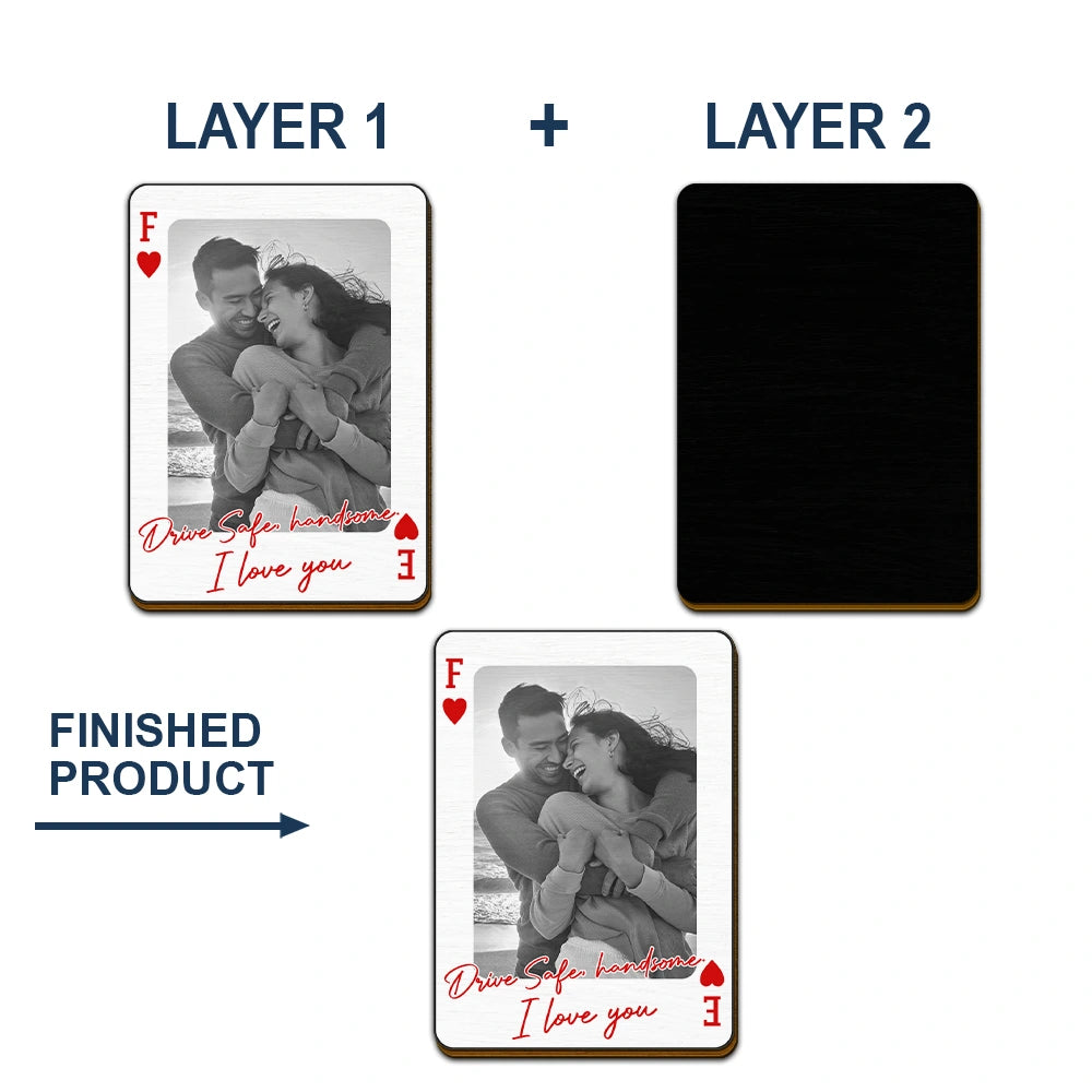 Gift For Couples,Gift For Husband,Gift For Wife,Gift For Boyfriend,Gift For Girlfriend,Love,Custom Photo - Custom Photo Drive Safe Handsome Playing Card - Personalized Custom Shaped Car Visor Clip