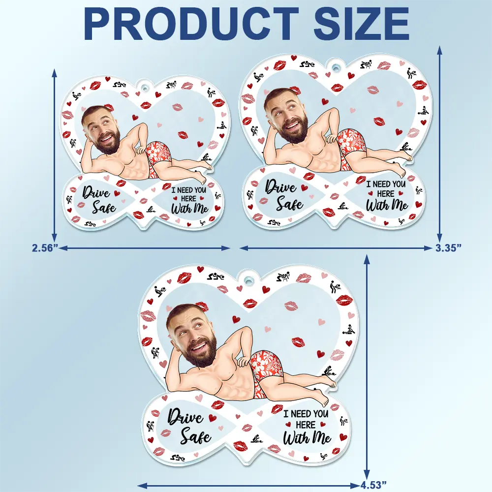 Gift For Couples,Old Couples,Funny,Gift For Husband,Gift For Wife - Custom Photo Drive Safe I F*cking Love You Funny - Personalized Acrylic Car Hanger