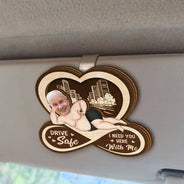Gift For Couples, Old Couples, Funny, Gift For Husband, Gift For Wife - Custom Photo Drive Safe I F*cking Love You Funny - Personalized Custom Shaped Car Visor Clip