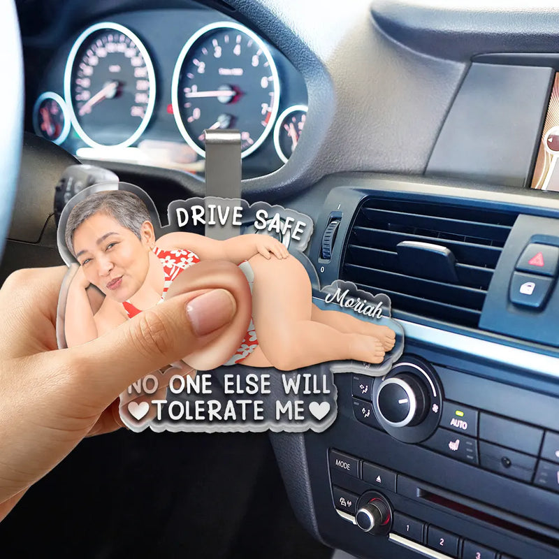 Humorous,Custom Photo,Gift For Couples,Cut-Face Photo - Custom Photo Drive Safe Handsome I Love You - Personalized Squishy Acrylic Car Visor Clip