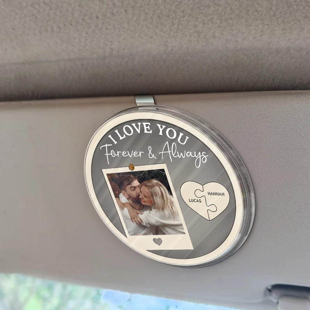 Love, Gift For Wife, Gift For Husband, Gift For Couples, Gift For Girlfriend, Gift For Boyfriend - Custom Photo Drive Safe I Love You Couples - Personalized Custom Shaped Acrylic Car Visor Clip
