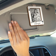 Gift For Father,Gift For Mother,Gift For Grandma,Gift For Grandpa,Love,Custom Photo - Custom Photo Drive Safe We Love You Playing Card - Personalized Custom Shaped Car Visor Clip